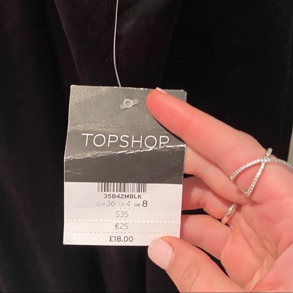 Black velvet Strappy Slip Dress by Topshop - Picture 8 of 8